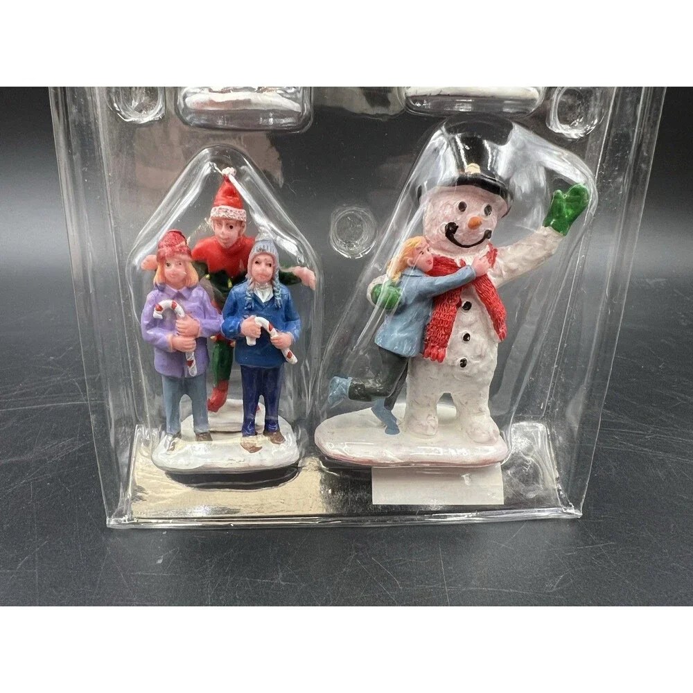 Lemax Set of 4 Christmas Figures w/ Snowman - Picture 3 of 6